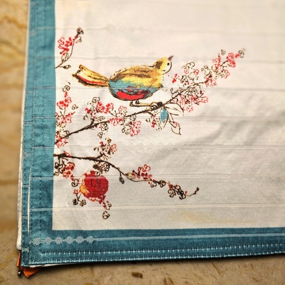 Lenox "Chirp" Birds & Floral Placemats Set of 4 White Teal Fushia 17.5" x 13" - Picture 3 of 4